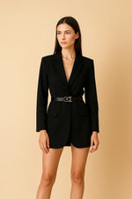 Load image into Gallery viewer, Belted Blazer Suit | Wide-Leg Trousers | Tailored Two-Piece