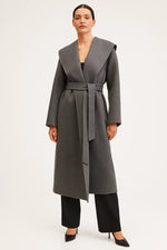 Load image into Gallery viewer, Wool Blend Long Coat | Shawl Collar | Belted Wrap