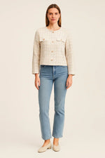 Load image into Gallery viewer, Tweed Short Jacket | Gold Button Detail | Refined Texture