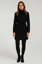 Load image into Gallery viewer, Belted Winter Coat | High Neck Collar | Minimalist Silhouette