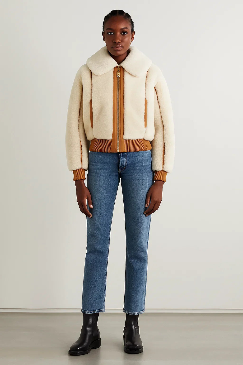 Veste Bomber en Fleece | Bord Contrast | Col Revers