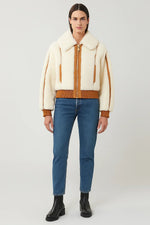 Load image into Gallery viewer, Fleece Bomber Jacket | Contrast Trim | Turn-Down Collar