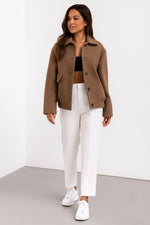 Load image into Gallery viewer, Wool Blend Cropped Jacket | Elastic Hem | Single Breasted