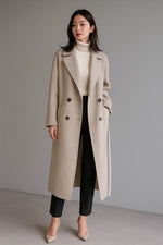 Load image into Gallery viewer, Wool Blend Long Coat | Oversized Fit | Belted Winter Design