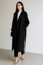 Load image into Gallery viewer, Wool Blend Long Coat | Oversized Fit | Belted Winter Design