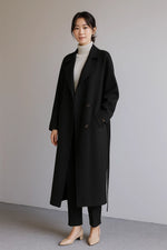 Load image into Gallery viewer, Wool Blend Long Coat | Oversized Fit | Belted Winter Design