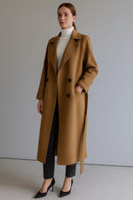 Load image into Gallery viewer, Wool Blend Long Coat | Oversized Fit | Belted Winter Design