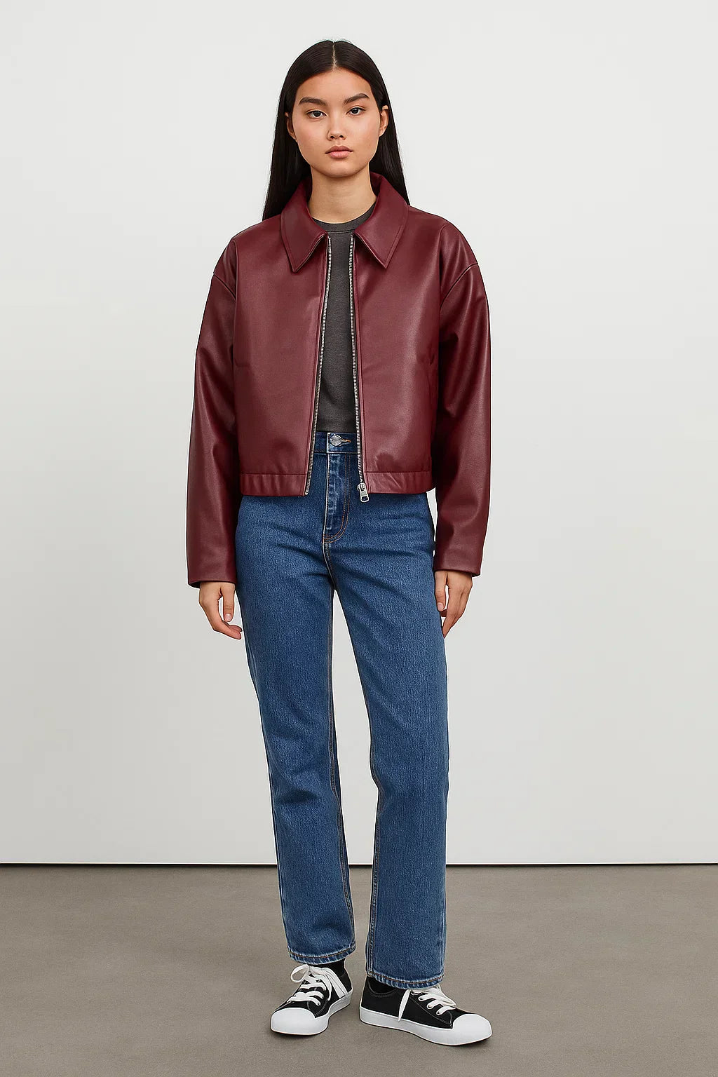 Veste en Faux Cuir Métier | Cropped Modern Fit | Fermeture Éclair