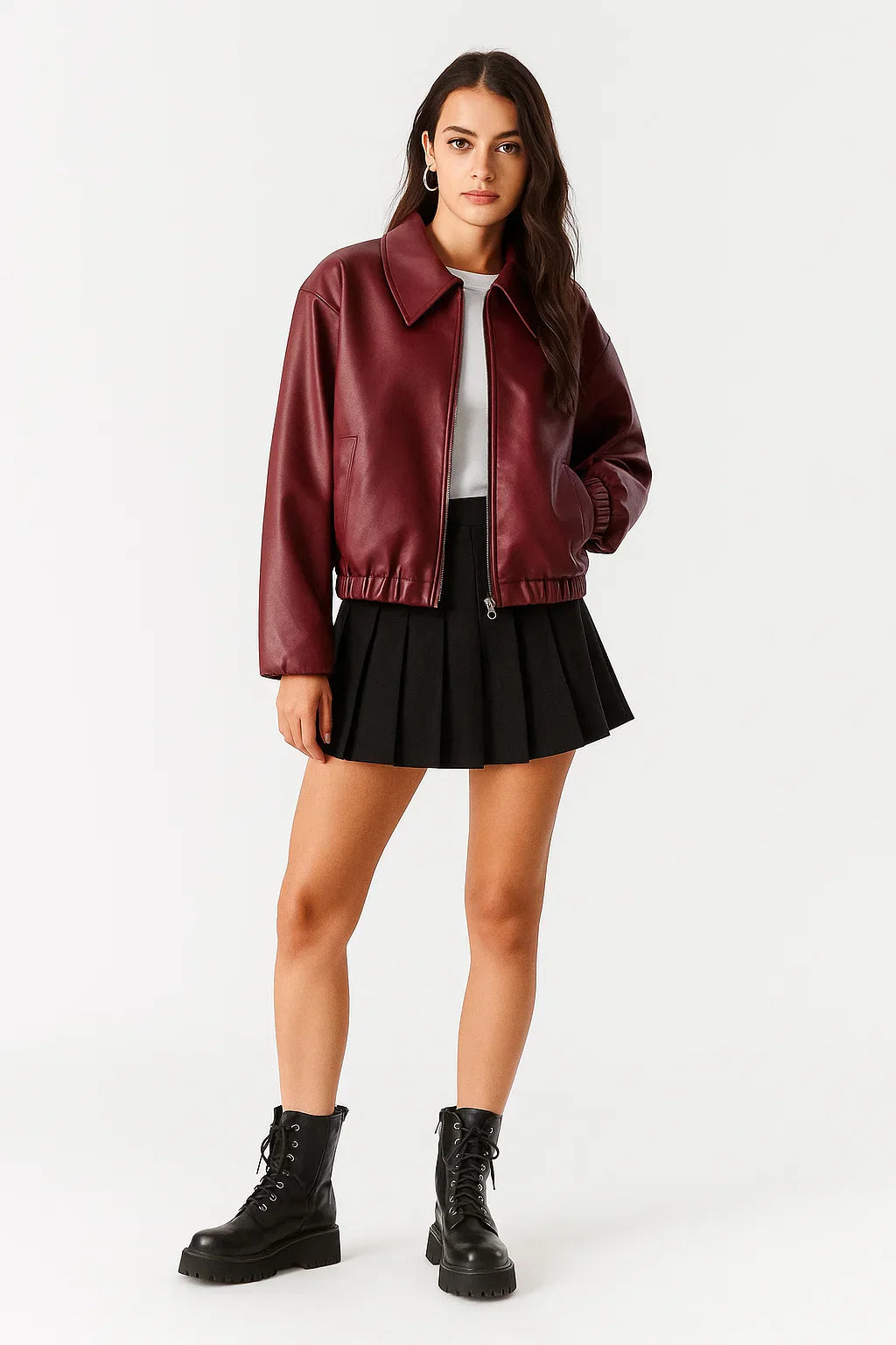 Veste en Faux Cuir Métier | Cropped Modern Fit | Fermeture Éclair