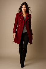 Load image into Gallery viewer, Wool Blend Double-Breasted Coat | Slim Fit | Structured Winter Design