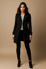 Load image into Gallery viewer, Wool Blend Double-Breasted Coat | Slim Fit | Structured Winter Design