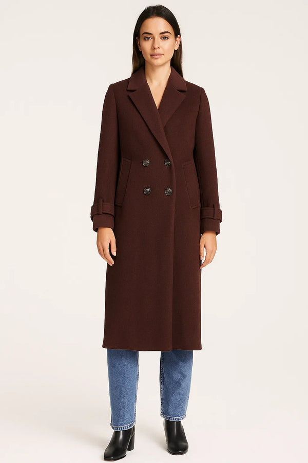 Fondamentale Wool Blend Long Coat | Double-Breasted Classic Fit | Winter Elegance