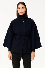 Load image into Gallery viewer, Structured Cape Coat | Belted Waist | High Collar