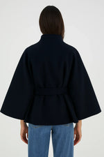 Load image into Gallery viewer, Structured Cape Coat | Belted Waist | High Collar