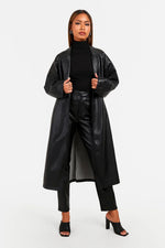 Load image into Gallery viewer, Faux Leather Long Coat | Oversized Fit | Open Front