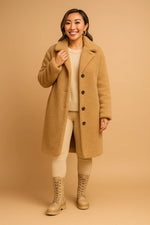Load image into Gallery viewer, Fondamentale Long Teddy Coat | Soft Textured Finish