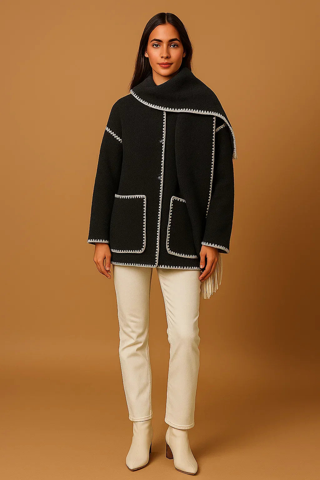 Manteau à Détails Frangés | Coupe Relaxée