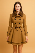 Load image into Gallery viewer, Minuit Belted A-Line Coat | Faux Fur Collar