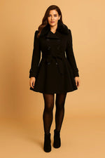 Load image into Gallery viewer, Minuit Belted A-Line Coat | Faux Fur Collar
