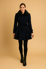 Load image into Gallery viewer, Minuit Belted A-Line Coat | Faux Fur Collar