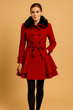 Load image into Gallery viewer, Minuit Belted A-Line Coat | Faux Fur Collar