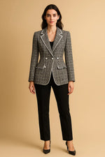 Load image into Gallery viewer, Double-Breasted Tweed Blazer | Pearl Buttons | Structured Fit