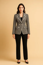 Load image into Gallery viewer, Double-Breasted Tweed Blazer | Pearl Buttons | Structured Fit