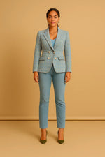 Load image into Gallery viewer, Double-Breasted Tweed Blazer | Pearl Buttons | Structured Fit