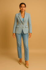 Load image into Gallery viewer, Double-Breasted Tweed Blazer | Pearl Buttons | Structured Fit
