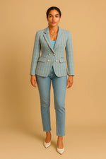 Load image into Gallery viewer, Double-Breasted Tweed Blazer | Pearl Buttons | Structured Fit