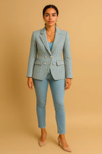 Load image into Gallery viewer, Double-Breasted Tweed Blazer | Pearl Buttons | Structured Fit
