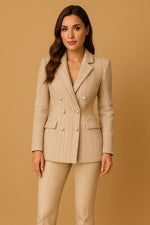 Load image into Gallery viewer, Double-Breasted Tweed Blazer | Pearl Buttons | Structured Fit