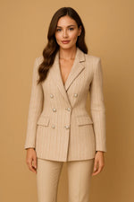 Load image into Gallery viewer, Double-Breasted Tweed Blazer | Pearl Buttons | Structured Fit