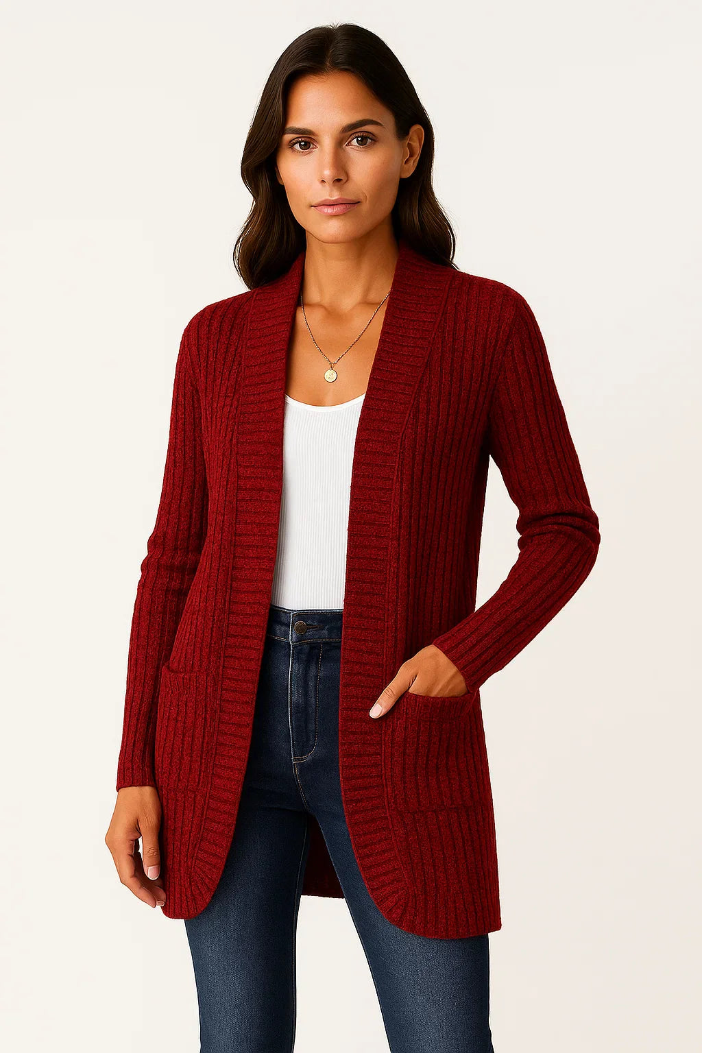 Cardigan en Tricot à Rayures | Ouvert | Coupe Détendue