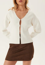 Load image into Gallery viewer, V-Neck Knit Top | Long Sleeve Scuba Fabric | Modern Structured Fit