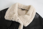 Load image into Gallery viewer, Faux Shearling Aviator Jacket | Short Fit | Contrast Collar