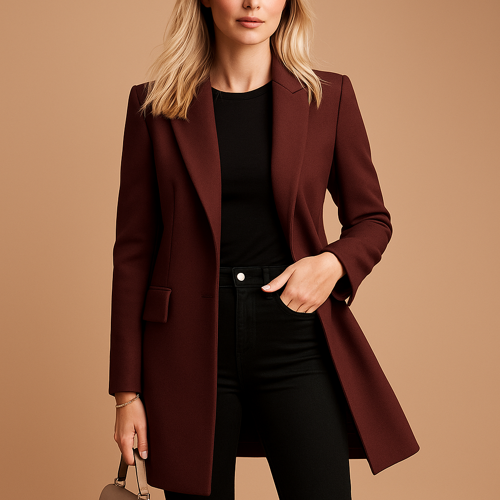 Manteau Long en Mélange de Laine | Coupe Simple | Silhouette Modern