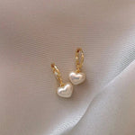 Load image into Gallery viewer, Clarté Pearl Heart Earrings | Gold Mini Hoops