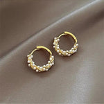 Load image into Gallery viewer, Clarté Pearl Hoop Earrings | Twisted Gold Design