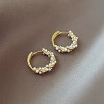 Load image into Gallery viewer, Clarté Pearl Hoop Earrings | Twisted Gold Design