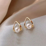 Load image into Gallery viewer, Clarté Pearl Drop Earrings | Sculpted Triangle Design