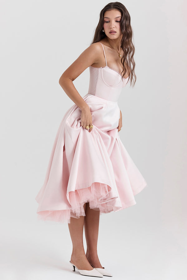 Robe Midi Sweetheart Clarté | Silhouette A-Line | Bretelles Spaghetti