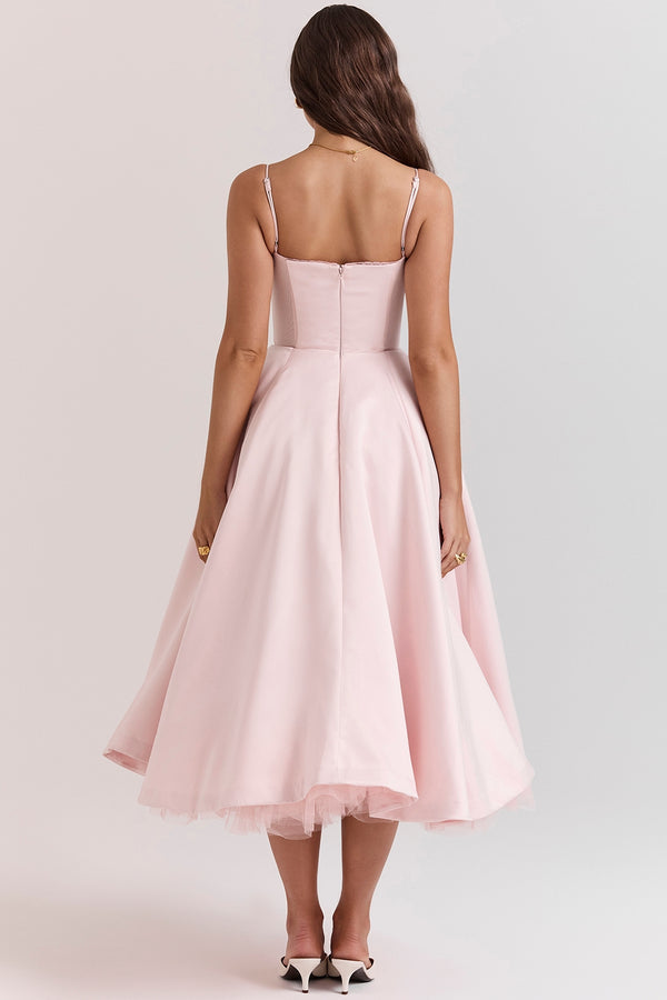 Robe Midi Sweetheart Clarté | Silhouette A-Line | Bretelles Spaghetti