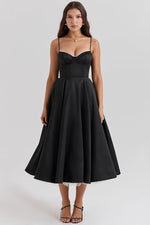 Load image into Gallery viewer, Clarté Sweetheart Midi Dress | A-Line Silhouette | Spaghetti Straps