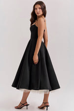 Load image into Gallery viewer, Clarté Sweetheart Midi Dress | A-Line Silhouette | Spaghetti Straps