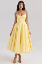 Load image into Gallery viewer, Clarté Sweetheart Midi Dress | A-Line Silhouette | Spaghetti Straps