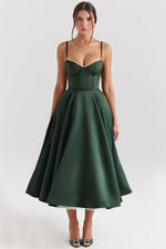Load image into Gallery viewer, Clarté Sweetheart Midi Dress | A-Line Silhouette | Spaghetti Straps