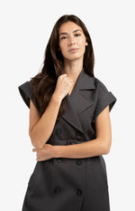 Load image into Gallery viewer, Sleeveless Double-Breasted Blazer Dress | Belted Waist - Amouvelle
