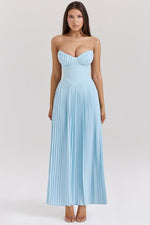 Load image into Gallery viewer, Clarté Pleated Maxi Dress | Corset Bodice | Strapless Silhouette