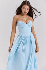 Load image into Gallery viewer, Clarté Pleated Maxi Dress | Corset Bodice | Strapless Silhouette